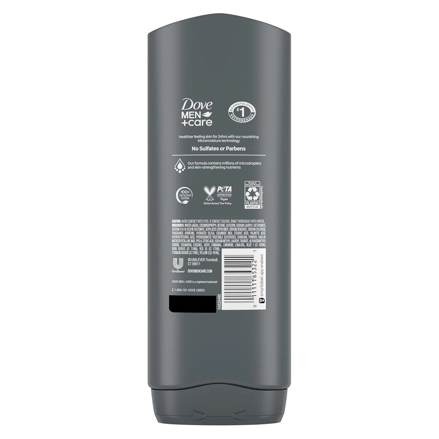 DOVE MEN   CARE Elements Body Wash Charcoal   Clay, Effectively Washes Away Bacteria While Nourishing Your Skin, Gray, 18 Fl Oz (Pack of 4)