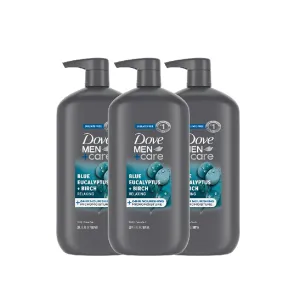 Dove Men Care Relaxing Blue Eucalyptus   Birch 3 Count Body and Face Wash with 24-Hour Nourishing Micromoisture Technology Body Wash for Men 30 oz