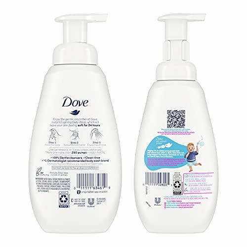 Dove Foaming Body Wash for Soft, Smooth Skin Deep Moisture and Kid's Cotton Candy 2 Skin Care Products for the Family In One Bundle (Pack of 4)