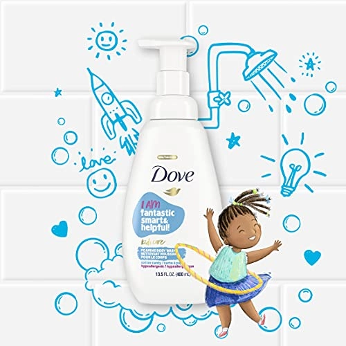 Dove Foaming Body Wash for Soft, Smooth Skin Deep Moisture and Kid's Cotton Candy 2 Skin Care Products for the Family In One Bundle (Pack of 4)