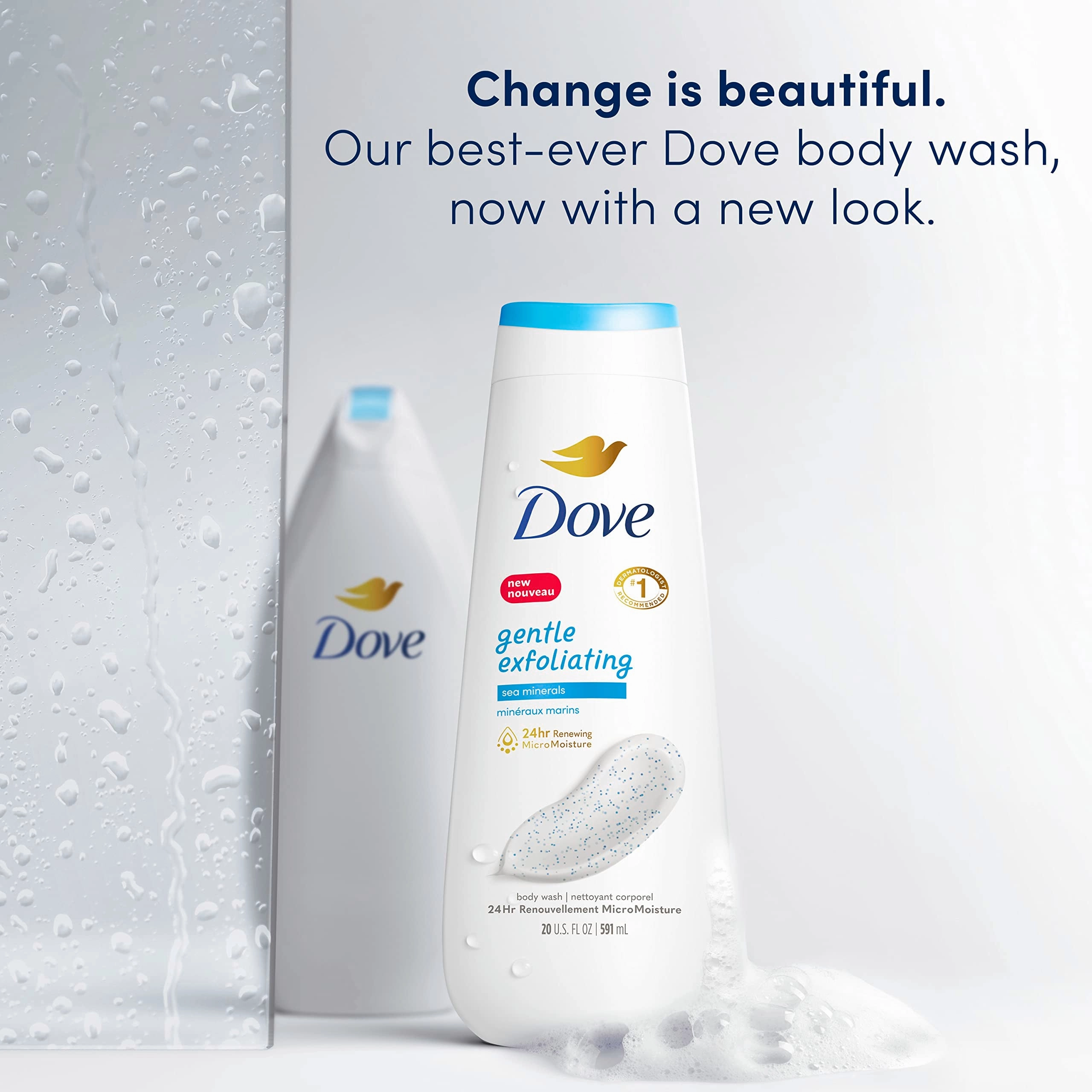 Dove Gentle Exfoliating Long Lasting Body Wash Sea Minerals 24H Moisture 591 ML