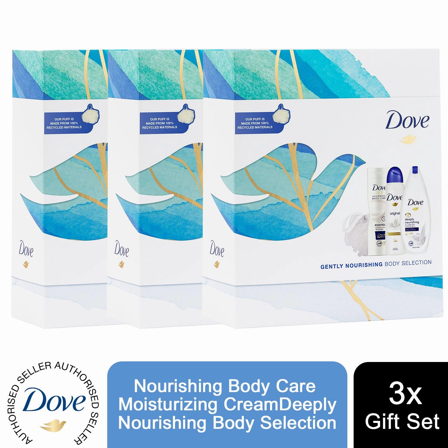 Dove Gently Nourishing Body Selection Gift Set, Bodywash, Lotion, APA & Puff