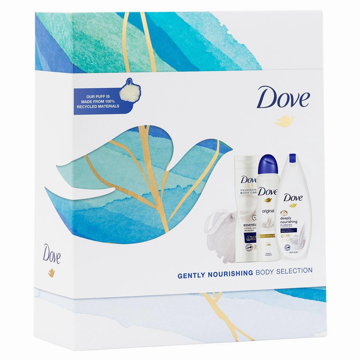 Dove Gently Nourishing Body Selection Gift Set, Bodywash, Lotion, APA & Puff