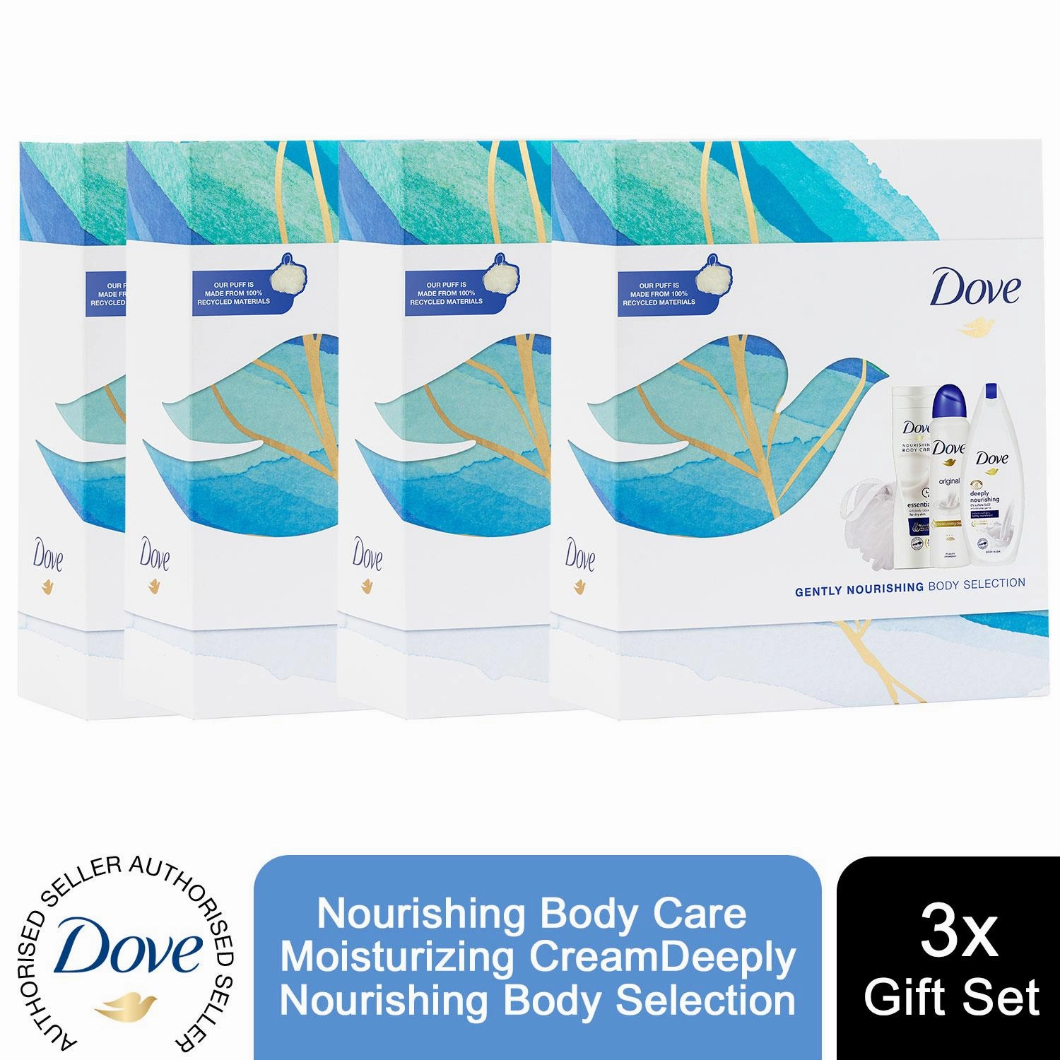 Dove Gently Nourishing Body Selection Gift Set, Bodywash, Lotion, APA & Puff