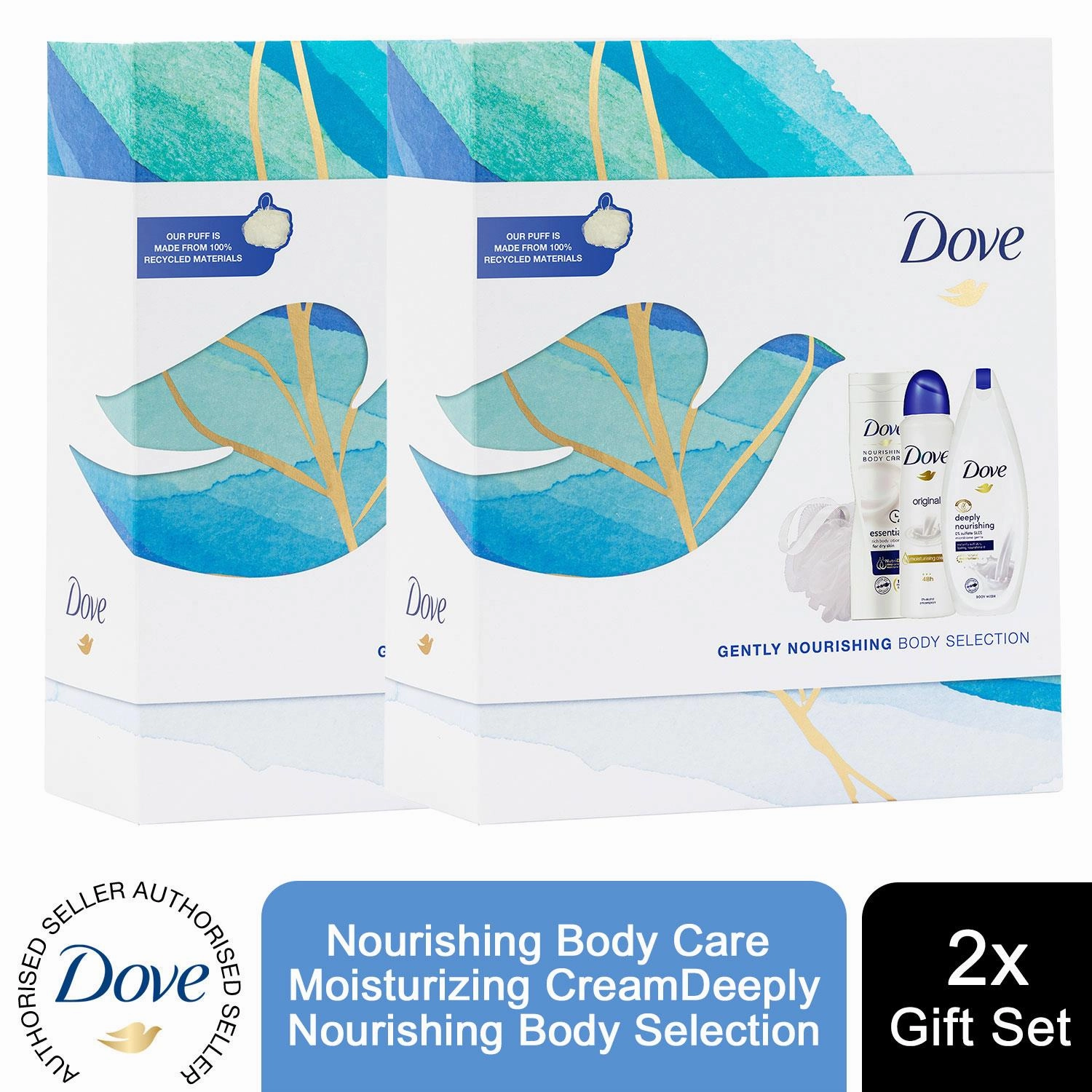 Dove Gently Nourishing Body Selection Gift Set, Bodywash, Lotion, APA & Puff