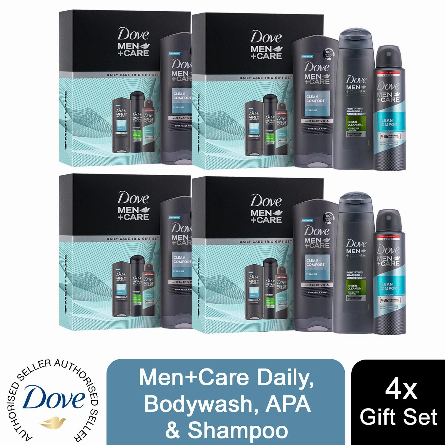 Dove Men Care Daily Care Trio Gift Set For Him, Bodywash, APA & Shampoo