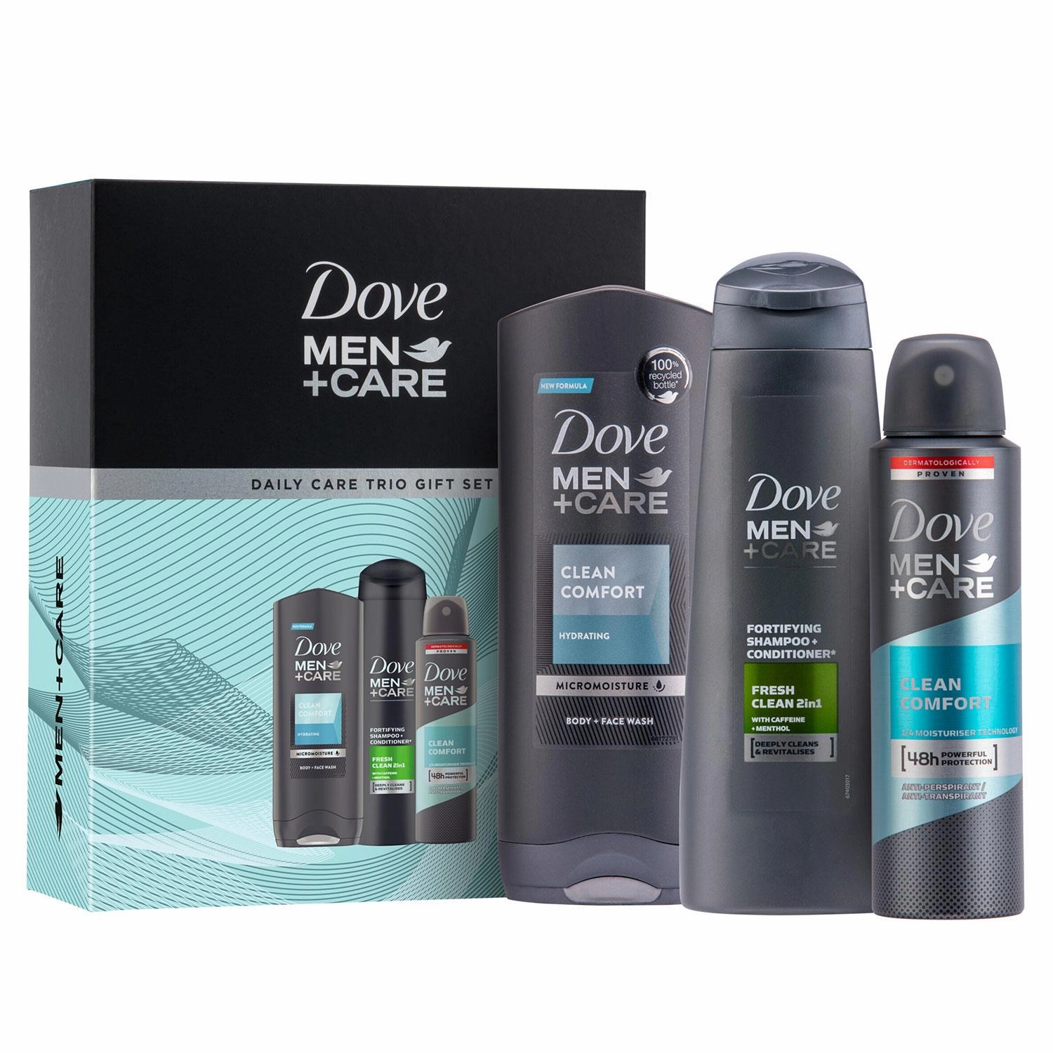 Dove Men Care Daily Care Trio Gift Set For Him, Bodywash, APA & Shampoo