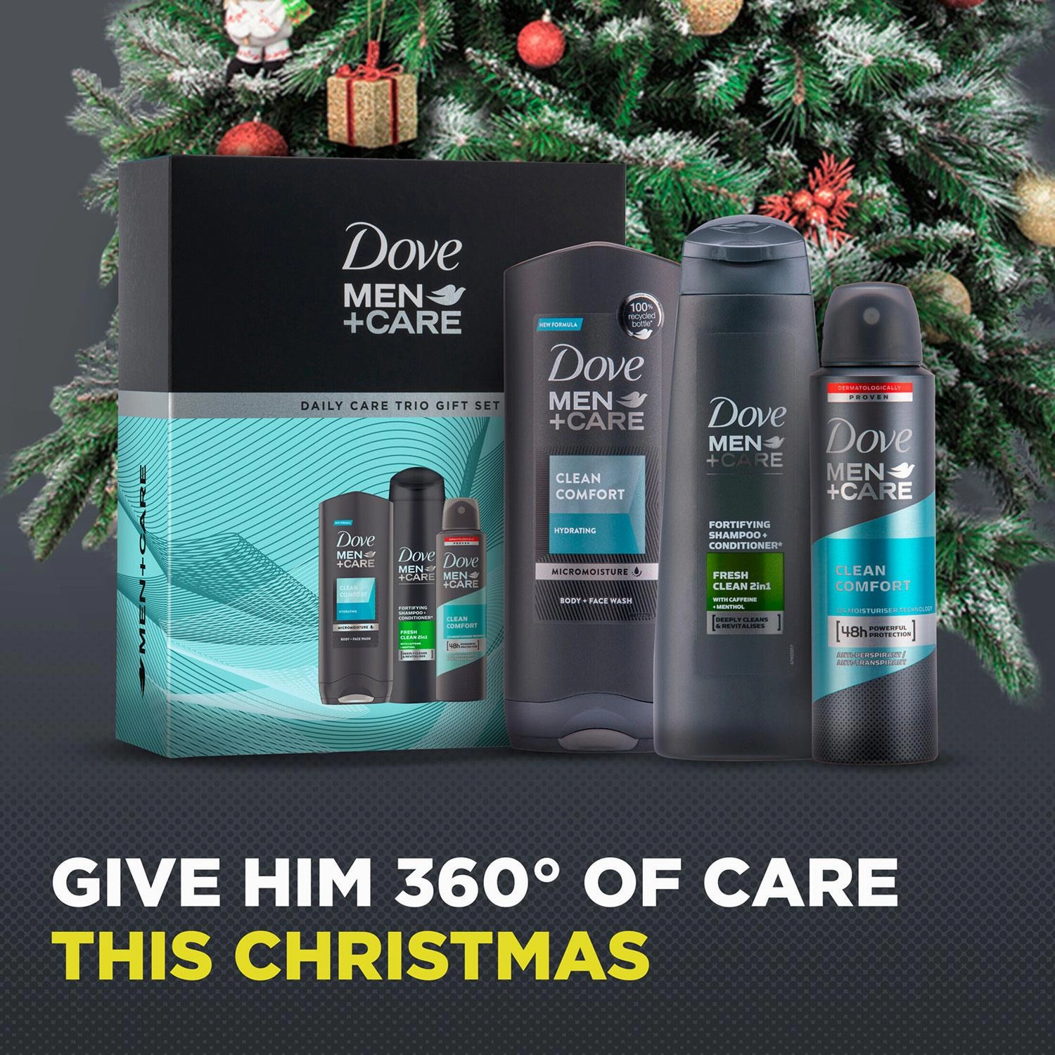 Dove Men Care Daily Care Trio Gift Set For Him, Bodywash, APA & Shampoo
