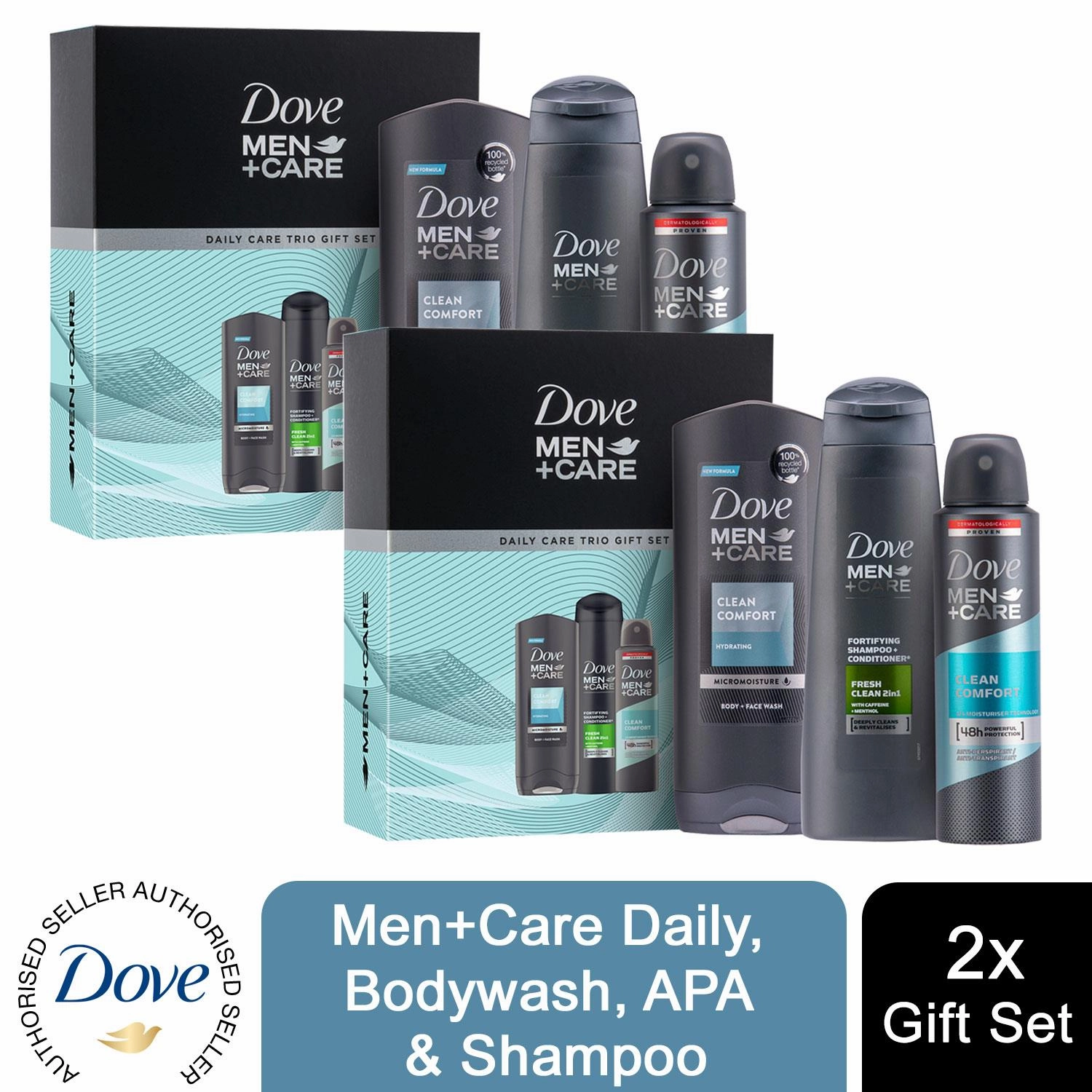 Dove Men Care Daily Care Trio Gift Set For Him, Bodywash, APA & Shampoo