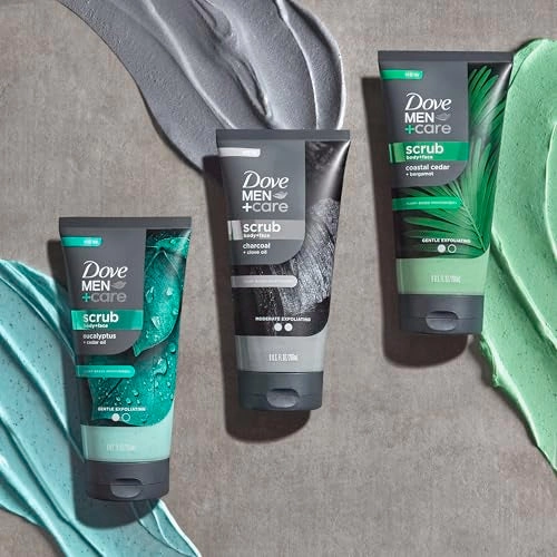 Dove Men Care Eucalyptus Body and Face Scrub Deeply Exfoliates for Hydrated & Nourished Skin 100% Gentle Cleanser, No Sulfate Cleansers or Parabens