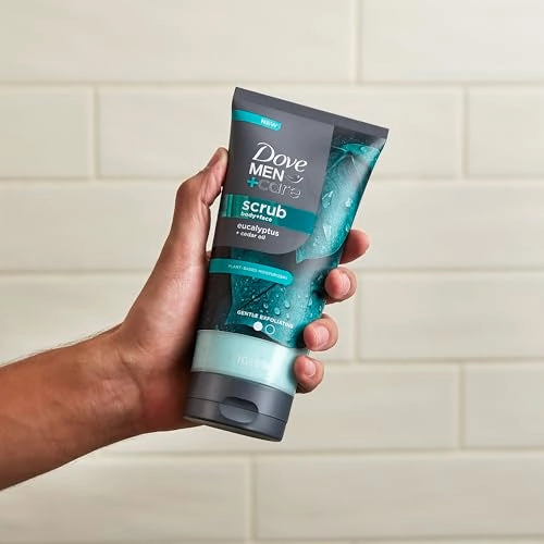 Dove Men Care Eucalyptus Body and Face Scrub Deeply Exfoliates for Hydrated & Nourished Skin 100% Gentle Cleanser, No Sulfate Cleansers or Parabens
