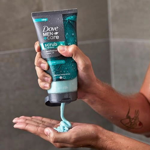 Dove Men Care Eucalyptus Body and Face Scrub Deeply Exfoliates for Hydrated & Nourished Skin 100% Gentle Cleanser, No Sulfate Cleansers or Parabens