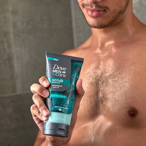 Dove Men Care Eucalyptus Body and Face Scrub Deeply Exfoliates for Hydrated & Nourished Skin 100% Gentle Cleanser, No Sulfate Cleansers or Parabens