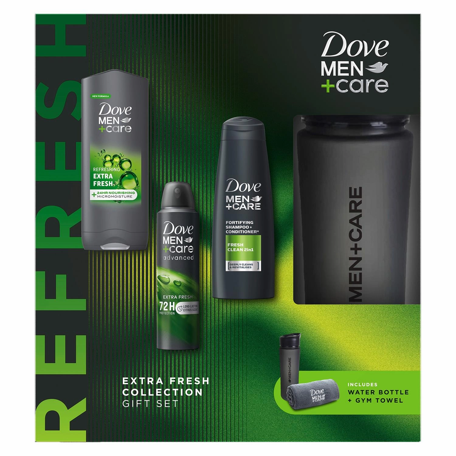 Dove Men Care Extra Fresh Collection Gift Set for Him with Bottle & Gym Towel