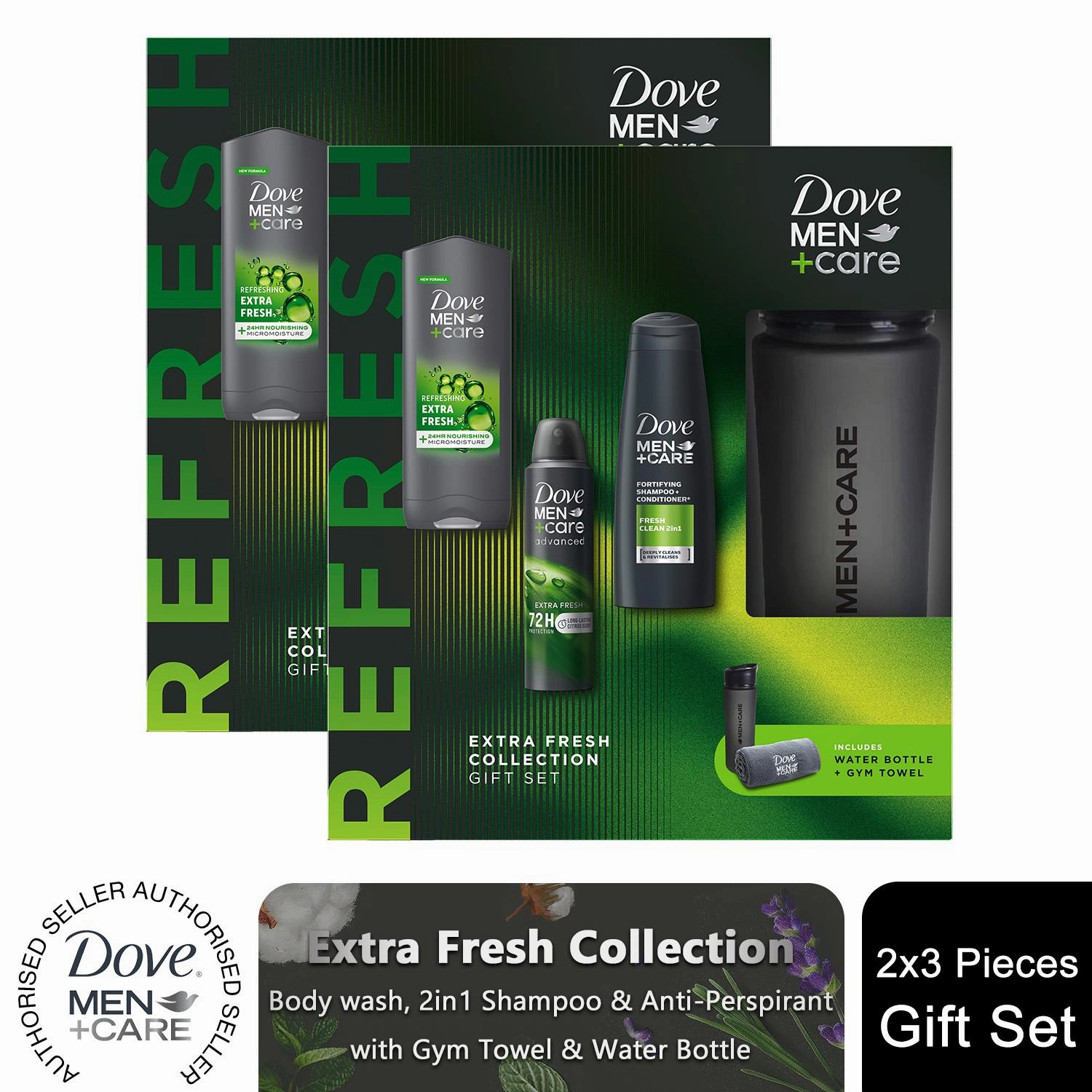 Dove Men Care Extra Fresh Collection Gift Set for Him with Bottle & Gym Towel