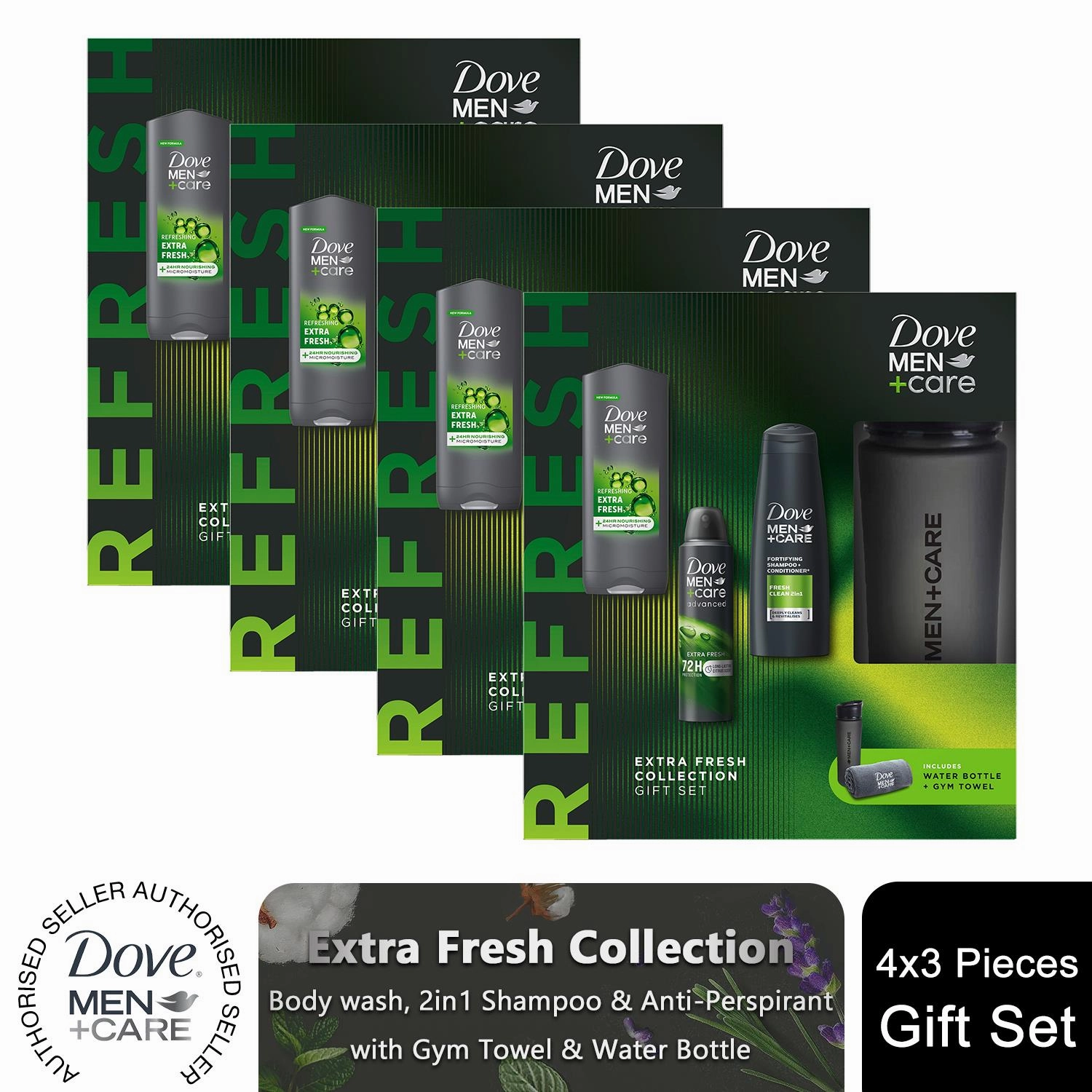 Dove Men Care Extra Fresh Collection Gift Set for Him with Bottle & Gym Towel