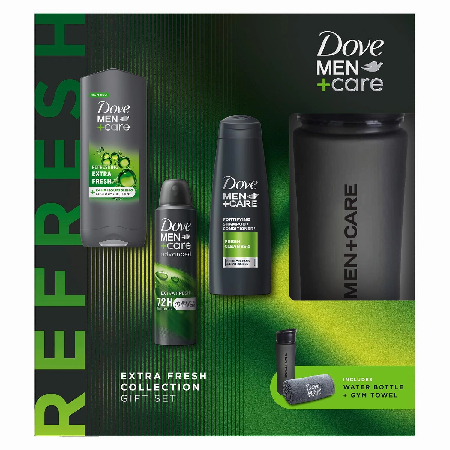 Dove Men Care Extra Fresh Collection Gift Set for Him with Bottle & Gym Towel