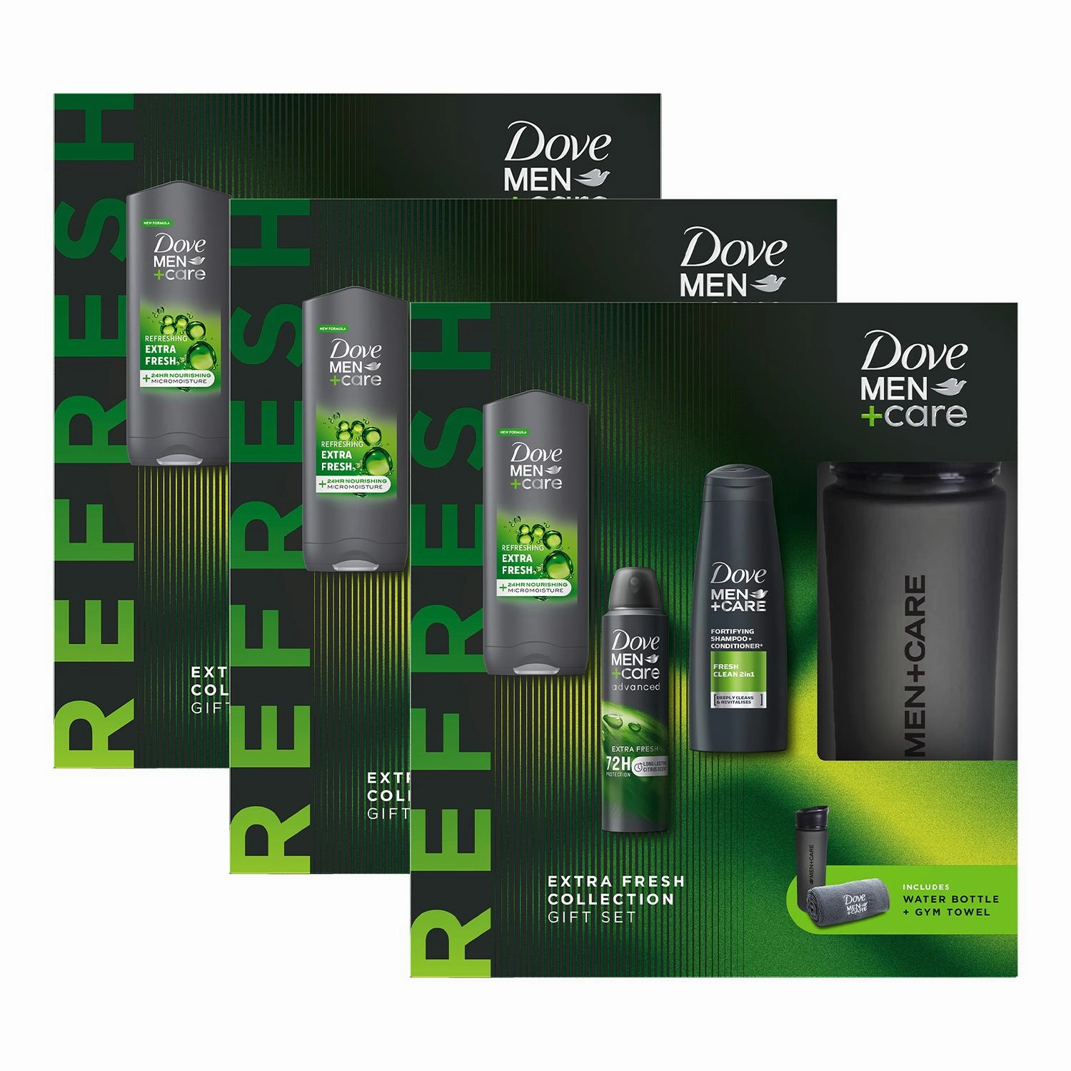 Dove Men Care Extra Fresh Collection Gift Set for Him with Bottle & Gym Towel