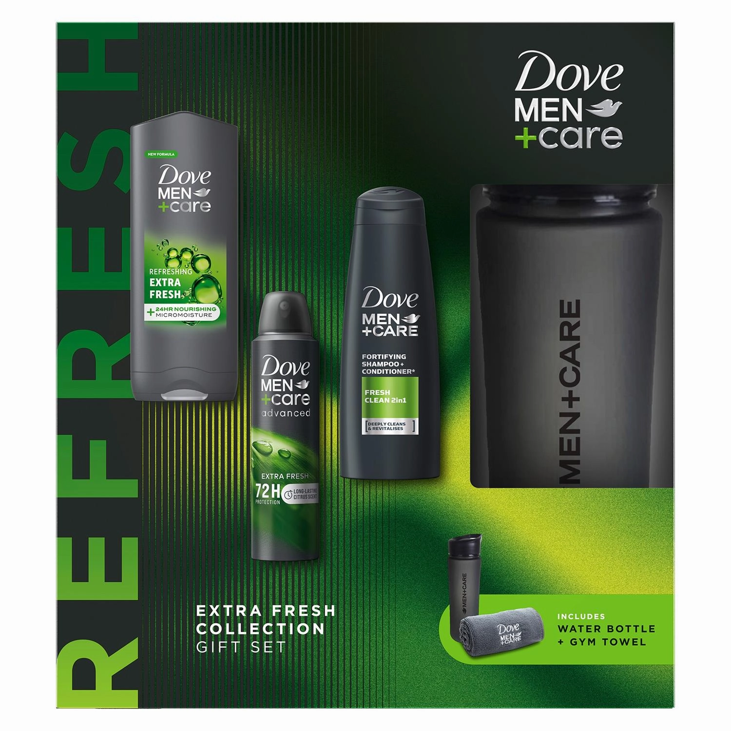 Dove Men Care Extra Fresh Collection Gift Set for Him with Bottle & Gym Towel