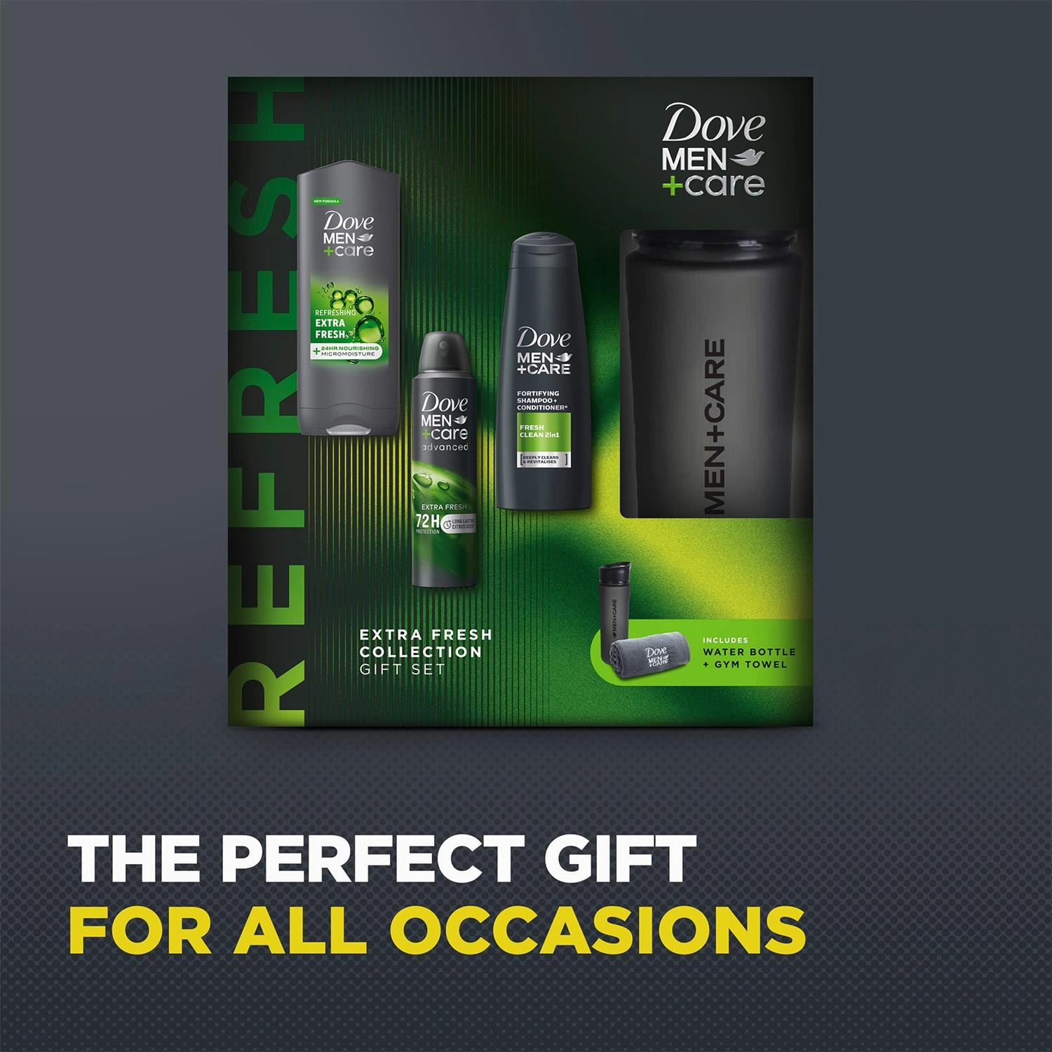 Dove Men Care Extra Fresh Collection Gift Set for Him with Bottle & Gym Towel