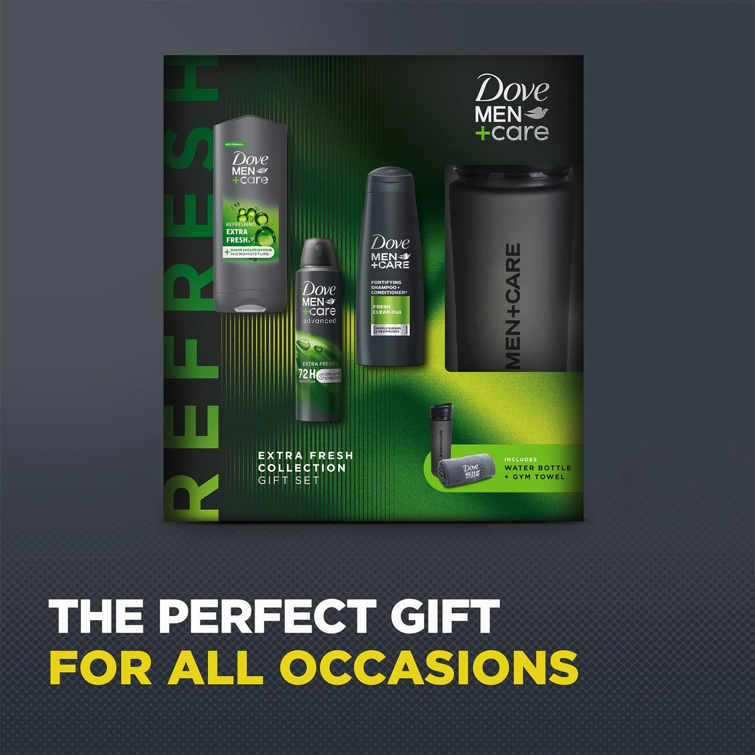Dove Men Care Extra Fresh Collection Gift Set for Him with Bottle & Gym Towel