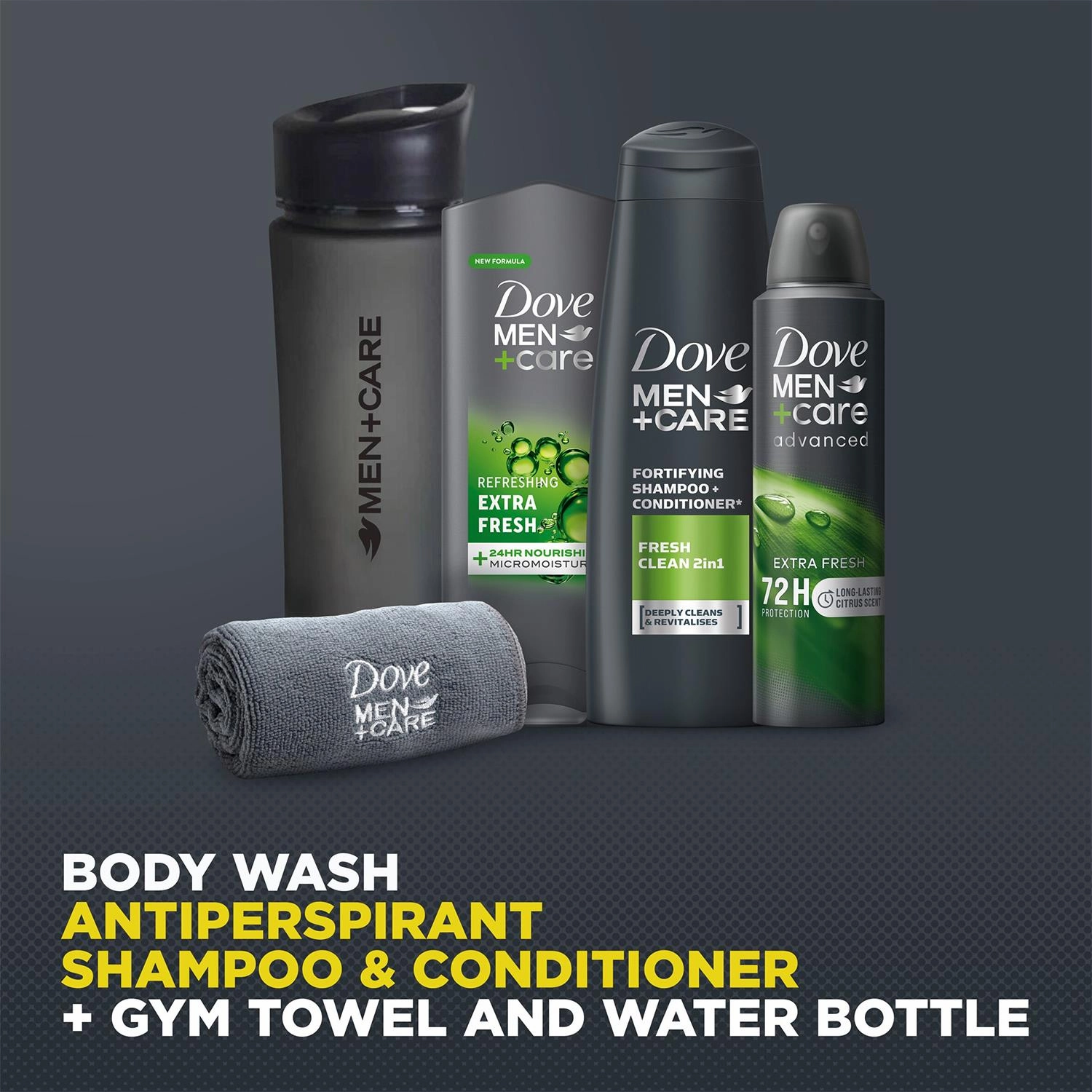 Dove Men Care Extra Fresh Collection Gift Set for Him with Bottle & Gym Towel