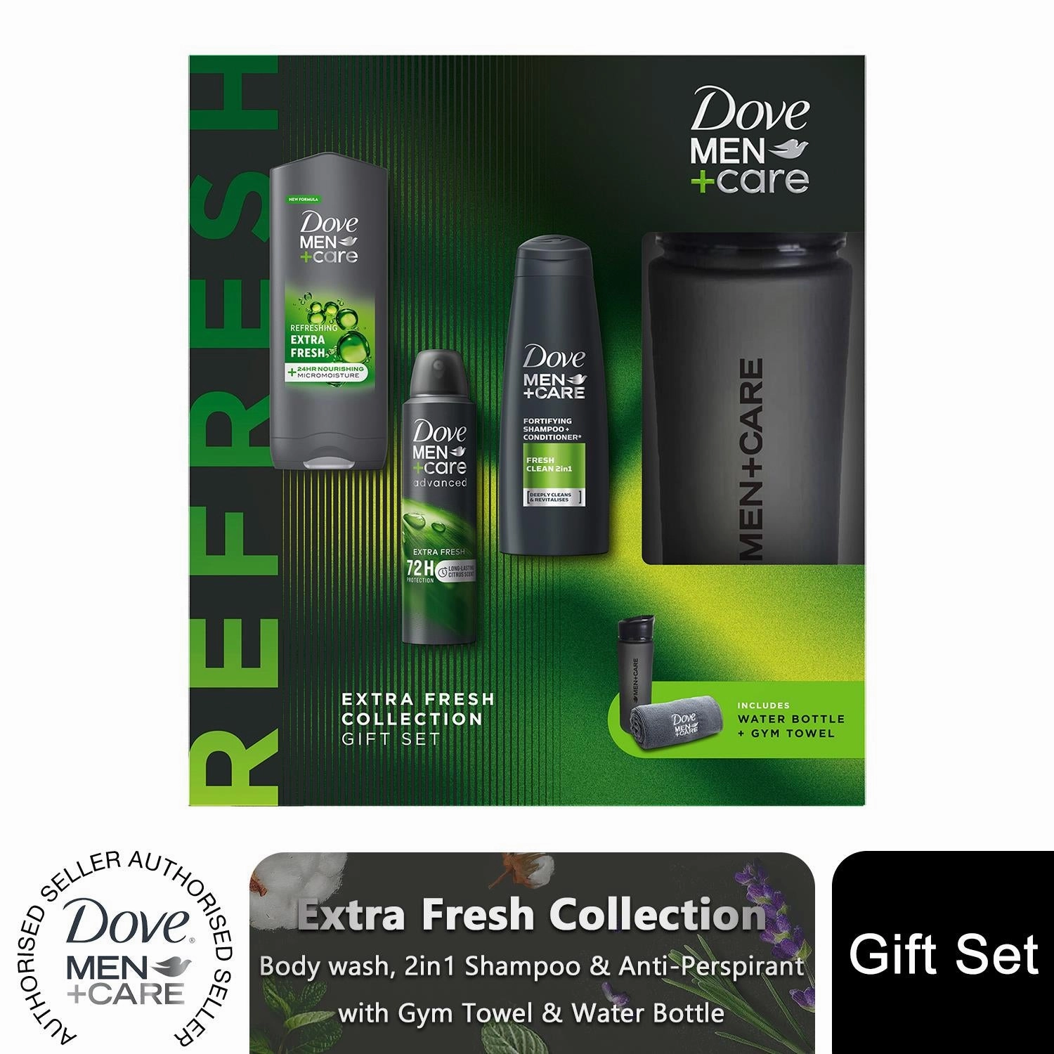 Dove Men Care Extra Fresh Collection Gift Set for Him with Bottle & Gym Towel