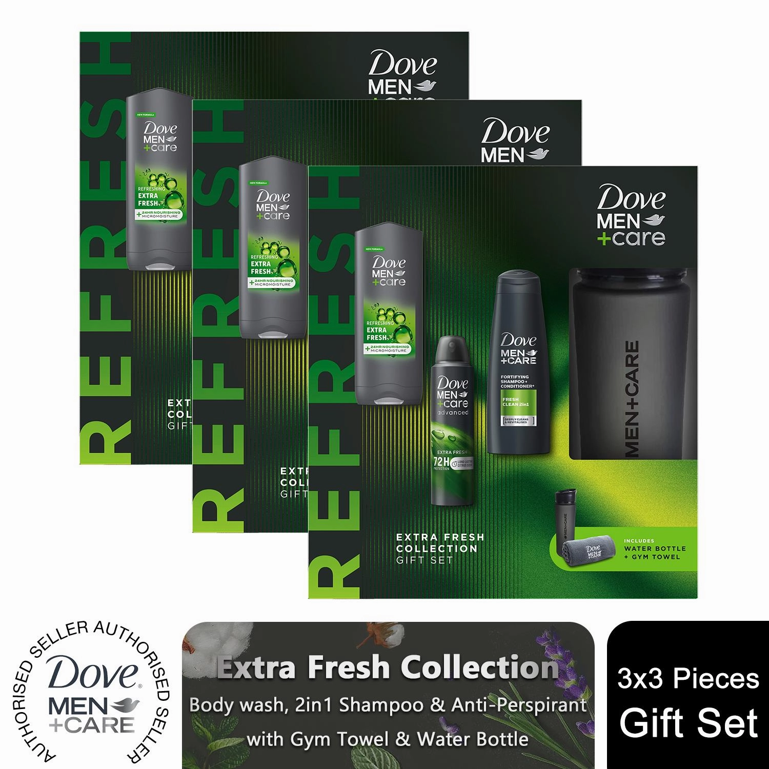 Dove Men Care Extra Fresh Collection Gift Set for Him with Bottle & Gym Towel