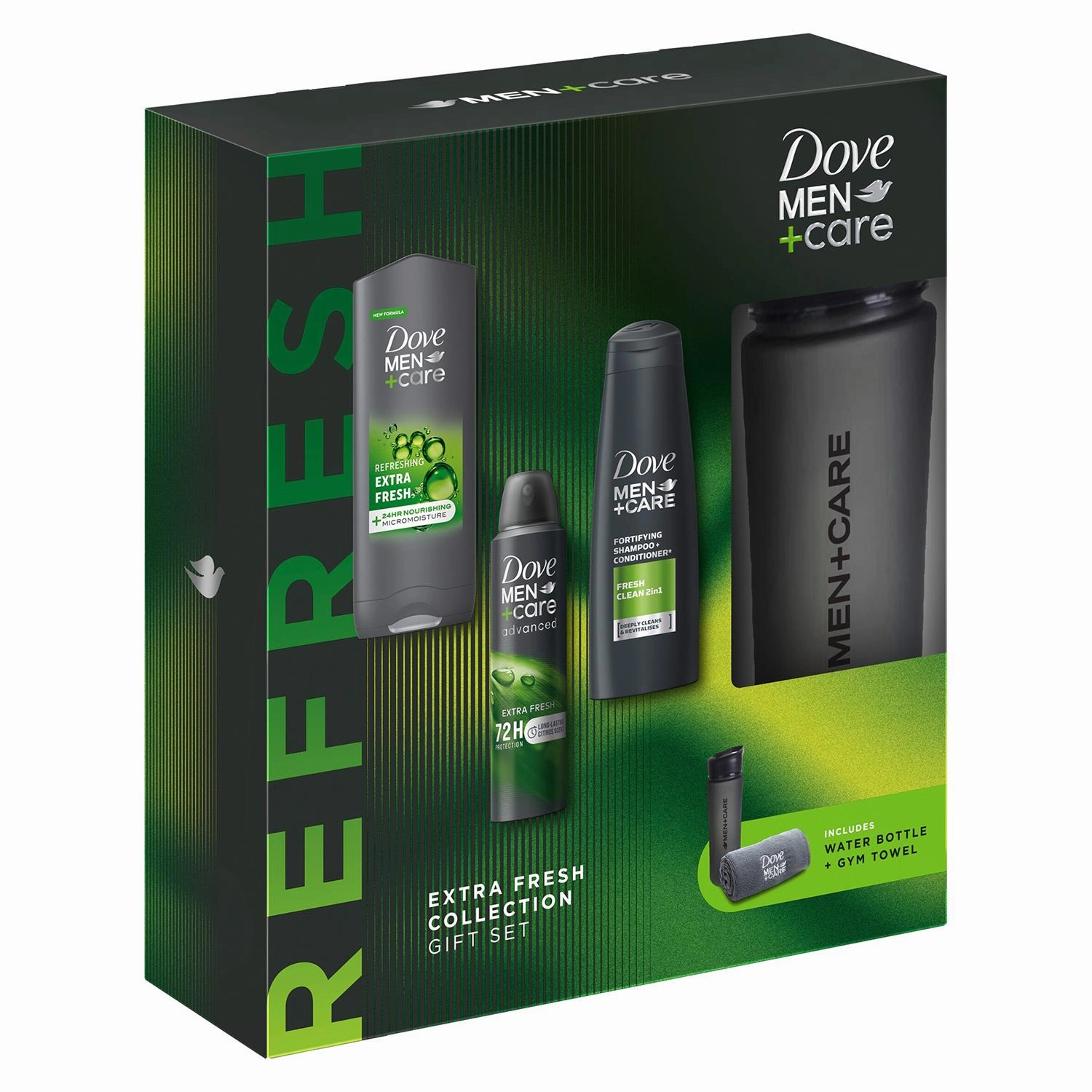 Dove Men Care Extra Fresh Collection Gift Set for Him with Bottle & Gym Towel