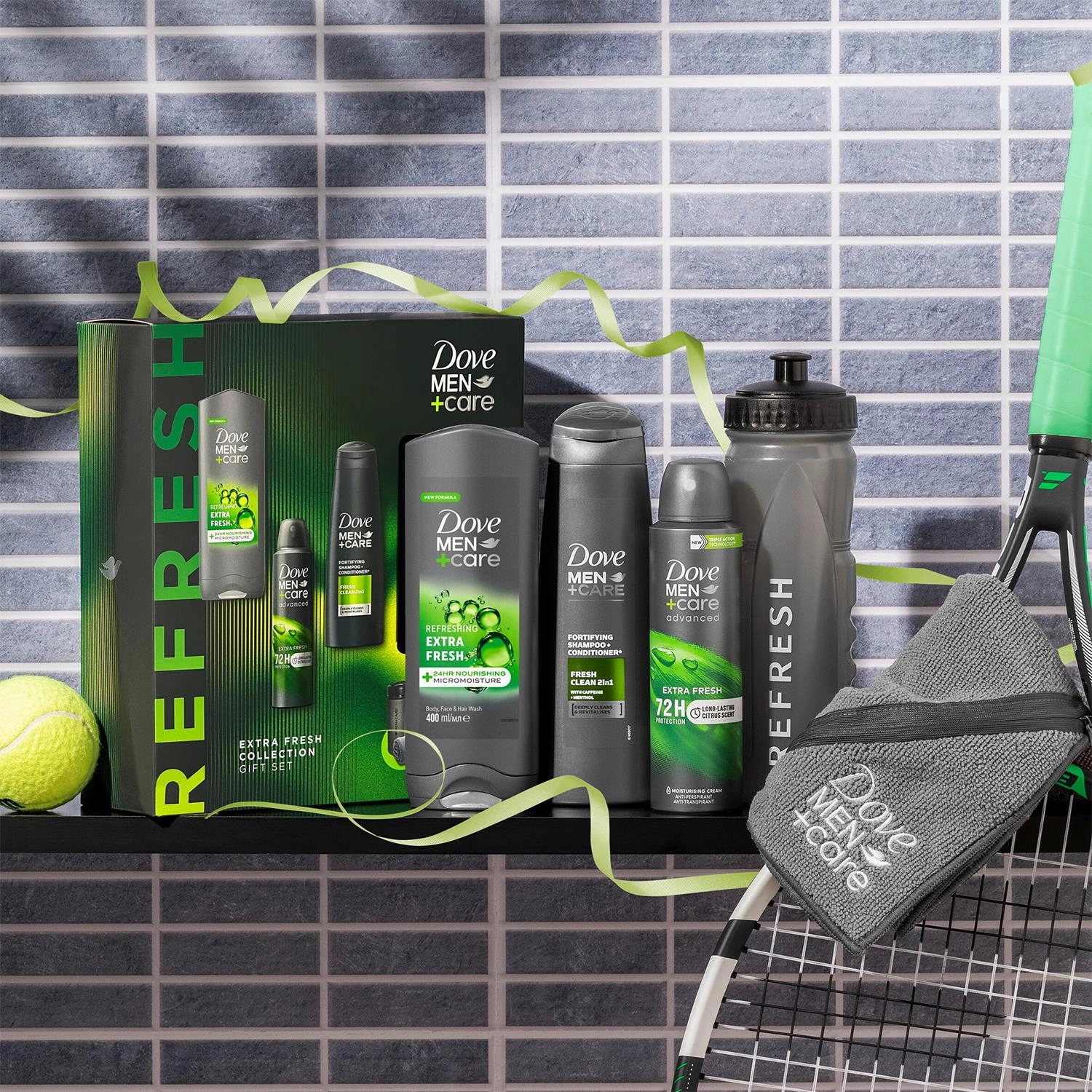 Dove Men Care Extra Fresh Collection Gift Set for Him with Bottle & Gym Towel