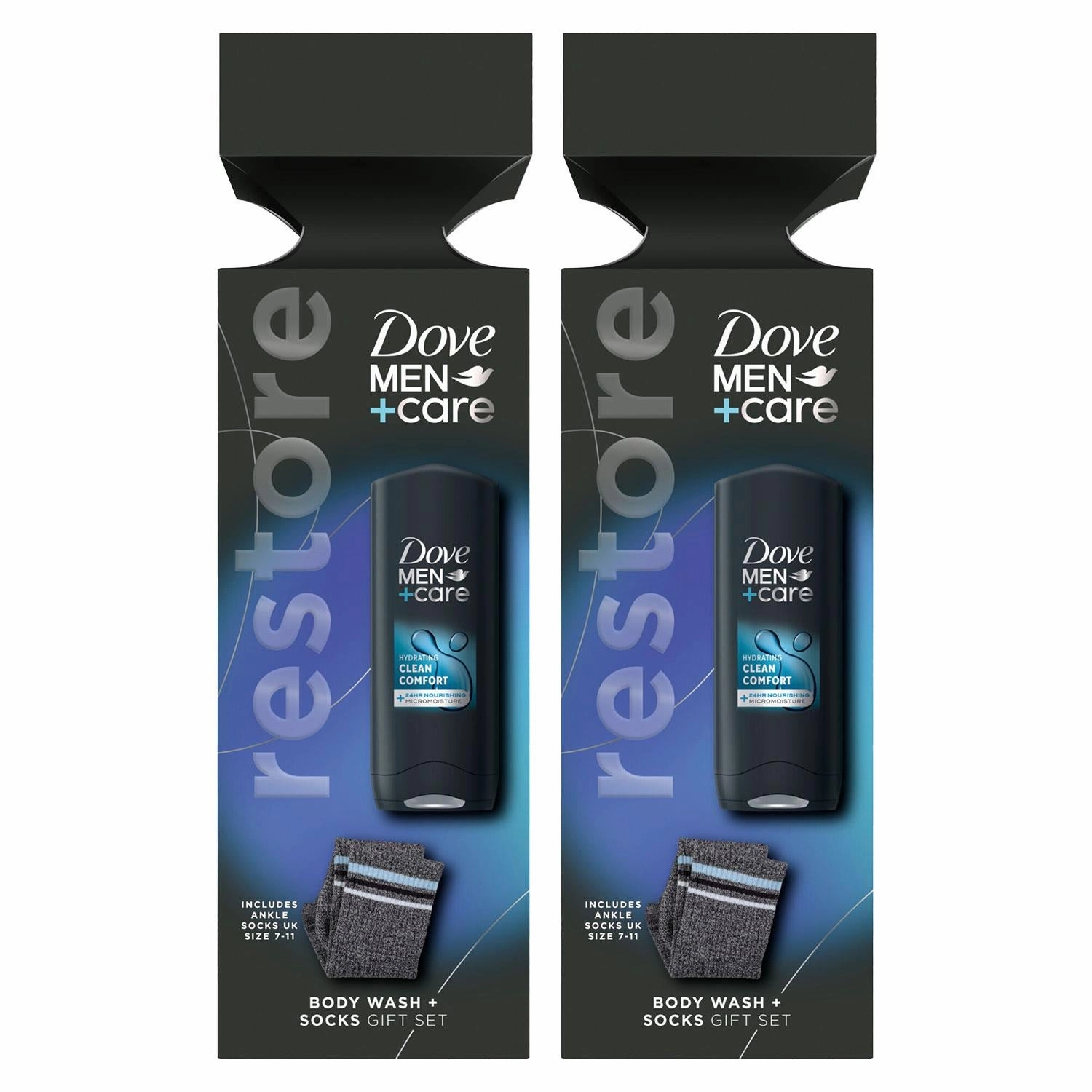Dove Men Care Restore Clean Comfort Bodywash Gift Set for Him with Ankle Socks