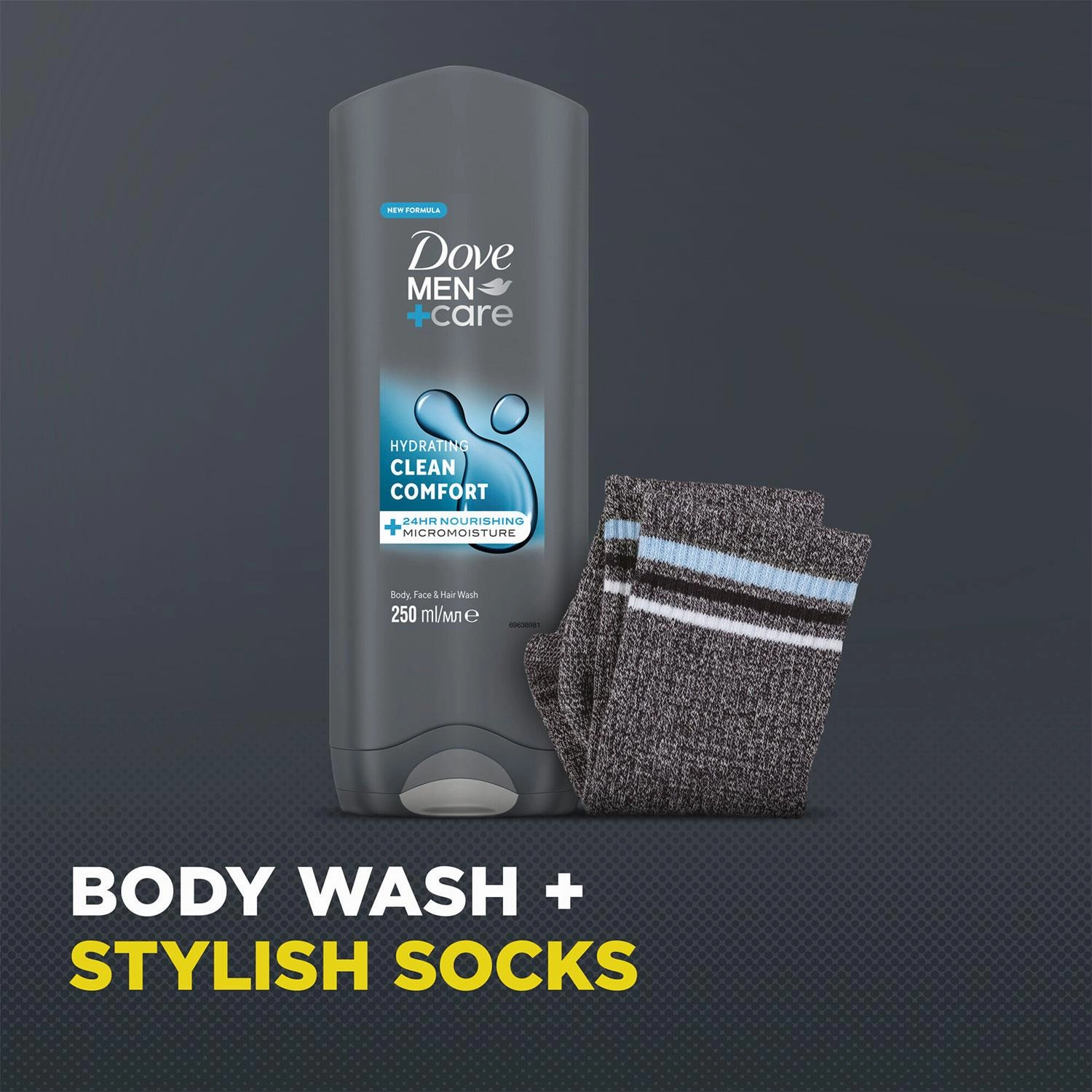 Dove Men Care Restore Clean Comfort Bodywash Gift Set for Him with Ankle Socks