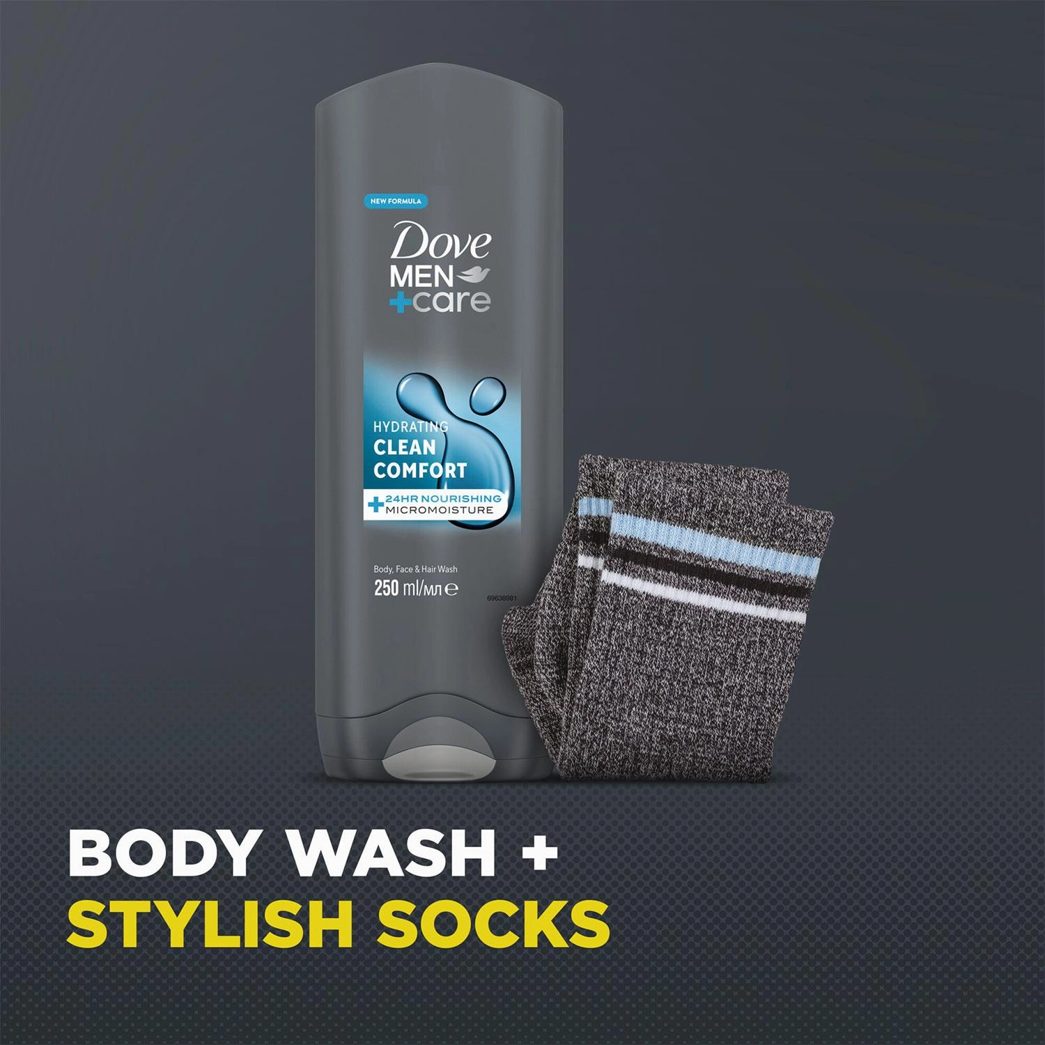 Dove Men Care Restore Clean Comfort Bodywash Gift Set for Him with Ankle Socks