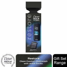 Dove Men Care Restore Clean Comfort Bodywash Gift Set for Him with Ankle Socks