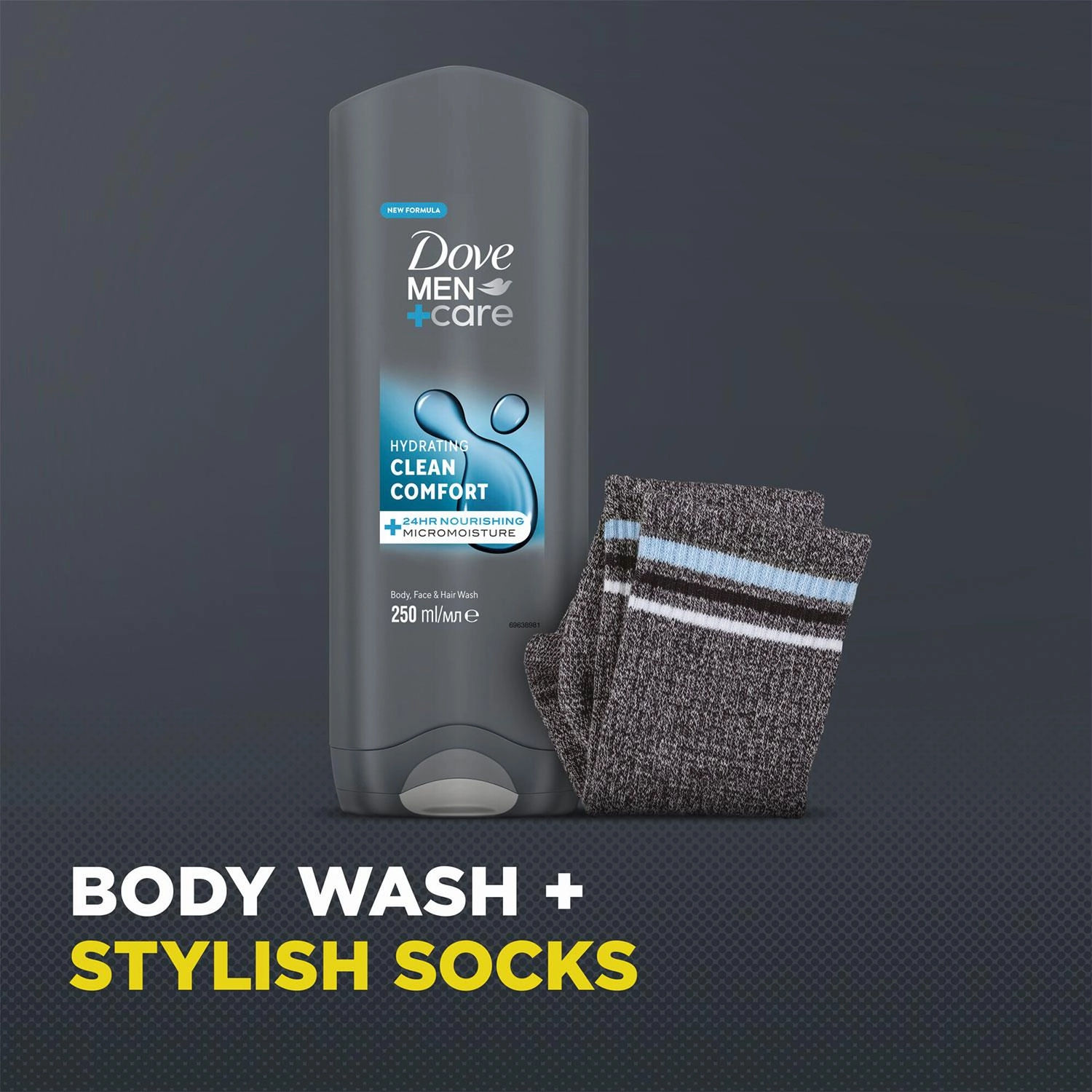 Dove Men Care Restore Clean Comfort Bodywash Gift Set for Him with Ankle Socks