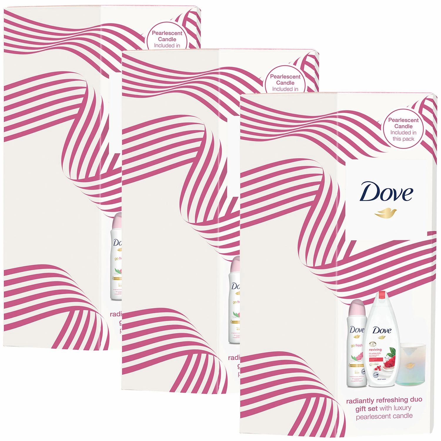 Dove Radiantly Refreshing Gift Set Present For Women, Girls, Mum, Bath & Candles