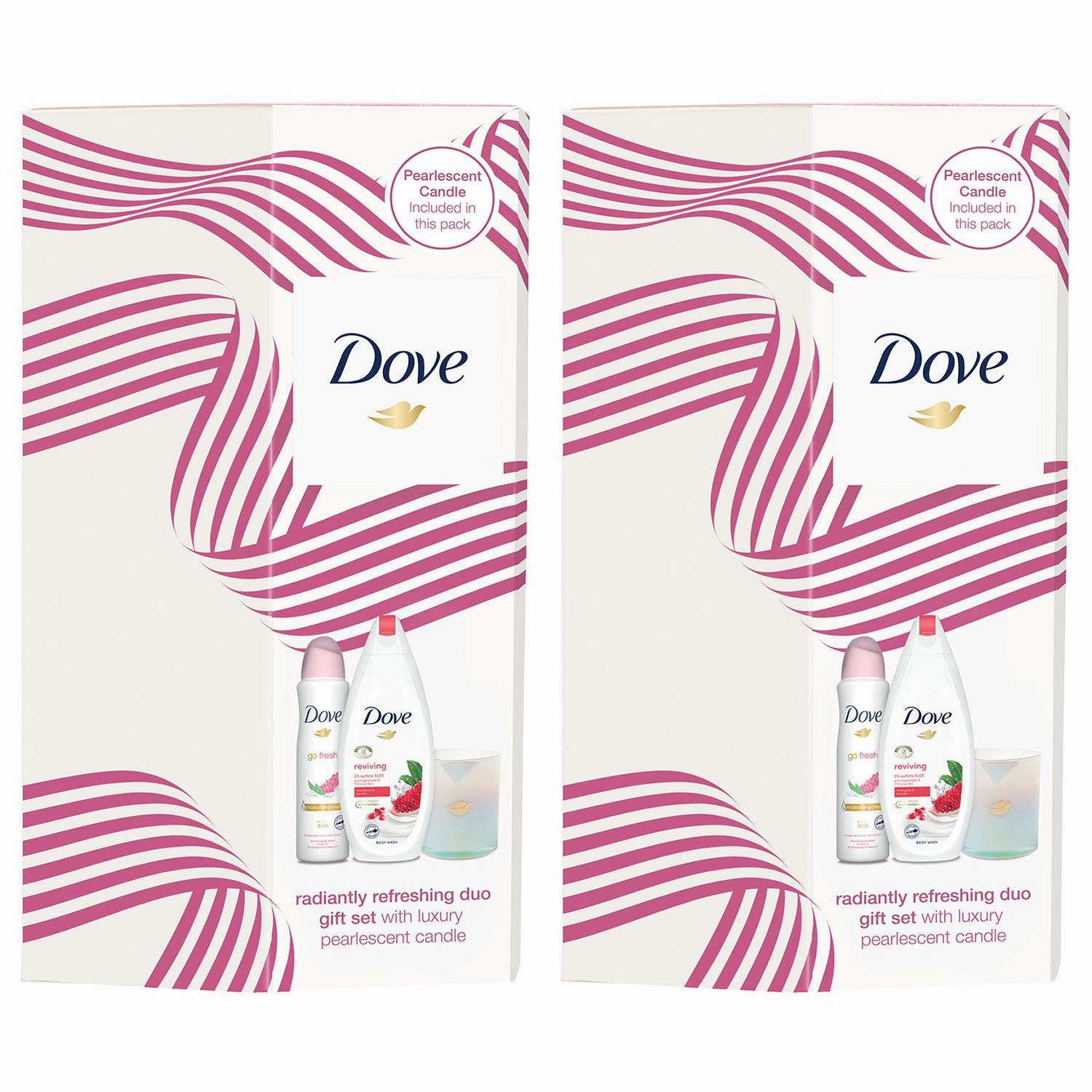 Dove Radiantly Refreshing Gift Set Present For Women, Girls, Mum, Bath & Candles