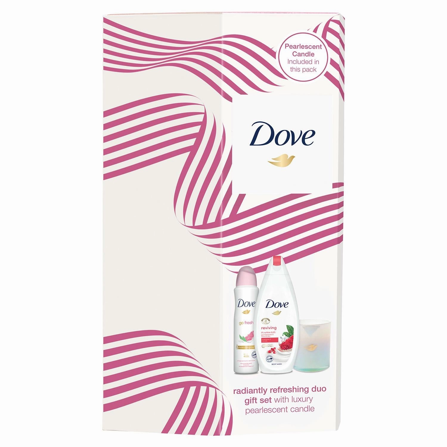 Dove Radiantly Refreshing Gift Set Present For Women, Girls, Mum, Bath & Candles