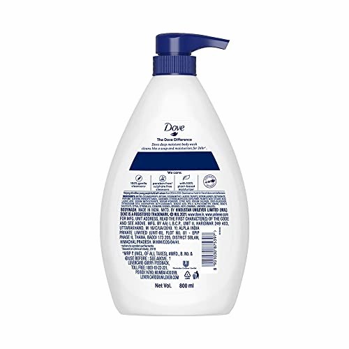 Dove's Deeply Nourishing Body Wash, 800 ml, moisturizes for softer, smoother skin. Suitable for both women and men, ideal for dry skin