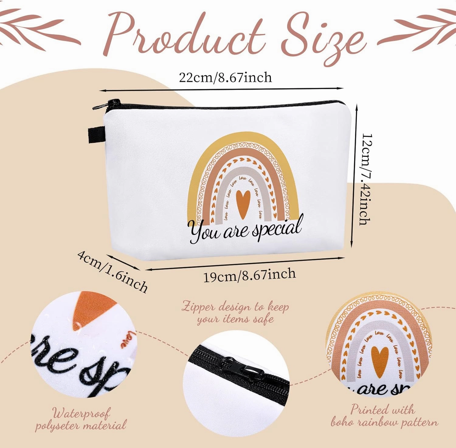 Dunzy 16 Pcs Makeup Bags Bulk Waterproof Cosmetic Bags Cna Week Graduation Gifts Roomy Zipper Pouch Travel Toiletry Portable Organizer Accessory Resistant Storage Purse for Women Men(Rainbow Style)