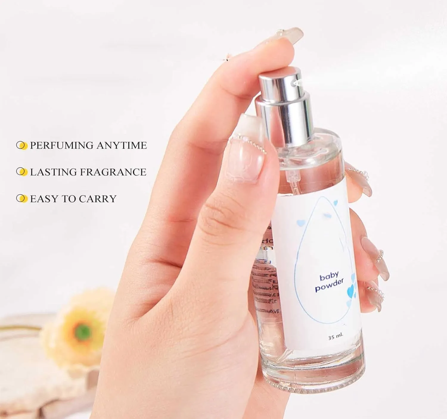 Elyven Baby Powder Perfume, Baby-Soft Perfume Spray, Powder Perfumes Spray, Long-Lasting Moisture & Fragrance, Floral And Creamy Aroma for Women & Men (pink)