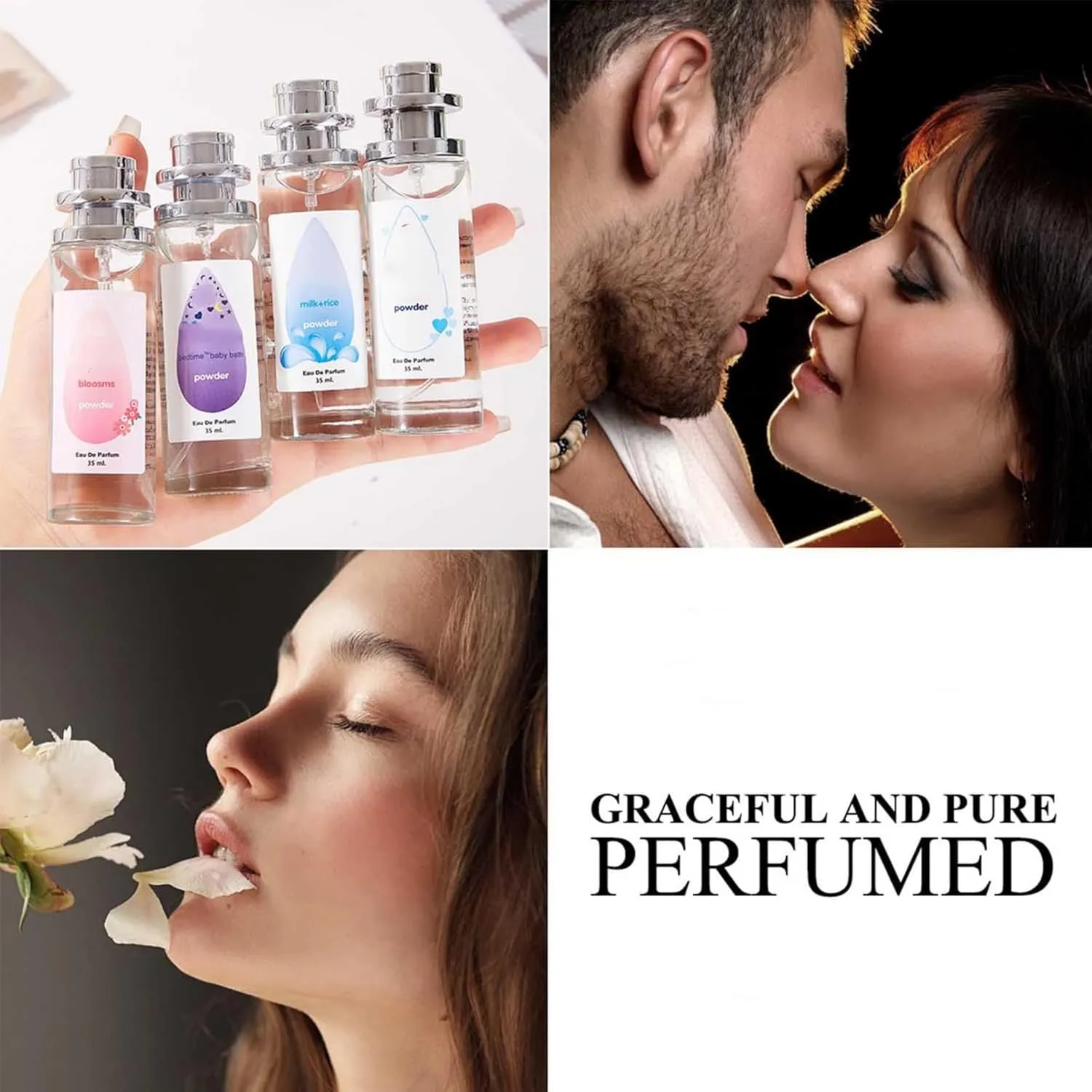 Elyven Powder Perfume, Elyven Fresh Scent Perfumes Fragrance Body, Soft Perfume Spray, Long-Lasting Moisture & Fragrance, Floral & Creamy Aroma for Women & Men (One Size, Pink Purple Blue White)
