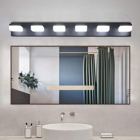 Enhance Your Bathroom with a Modern 6-Light Black LED Vanity Mirror Light Fixture, for Makeup and Grooming