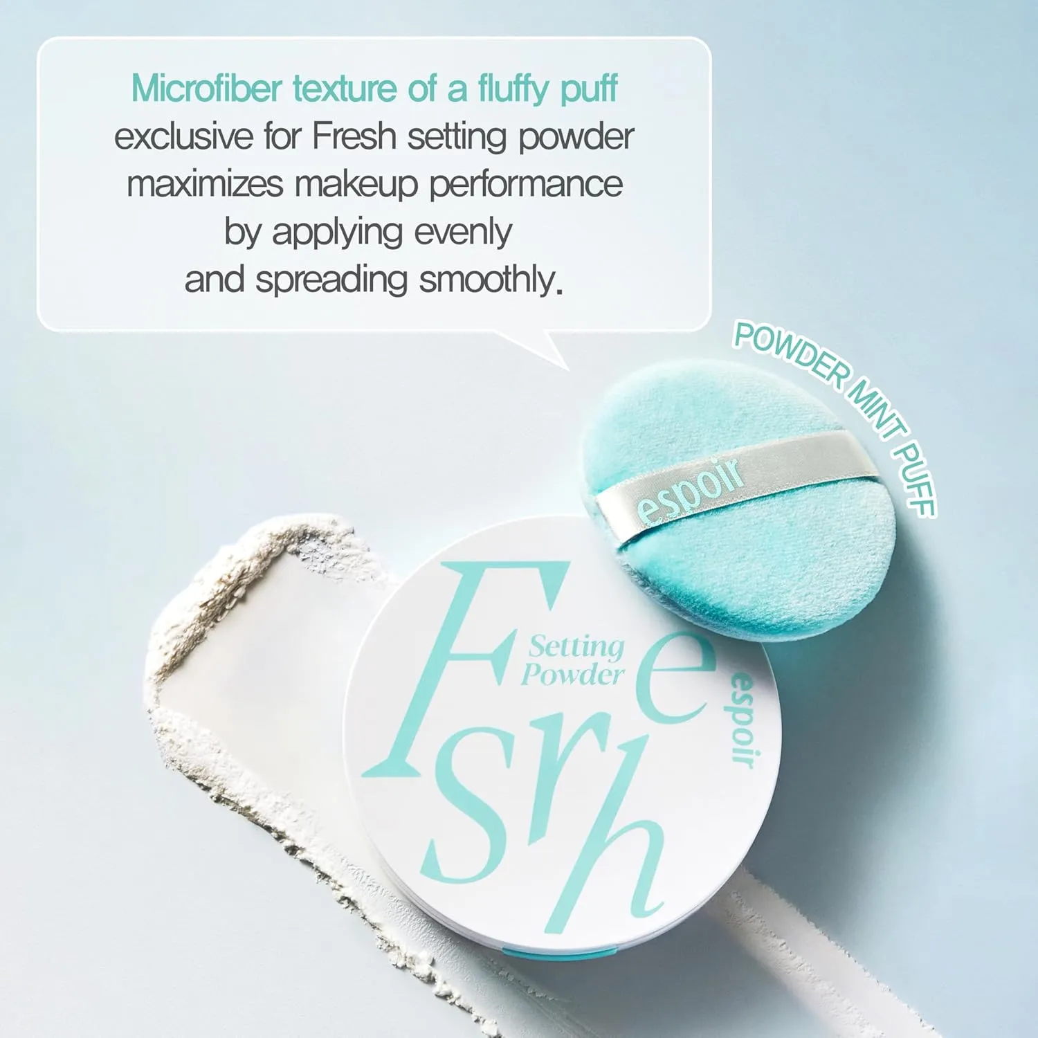 Espoir Fresh Setting Powder | Makeup Finish Powder for Long-lasting makeup | 0.31 oz | Fine Powder for Lightweight Layering on the skin | Smooth and Refreshing Finish | Korean makeup