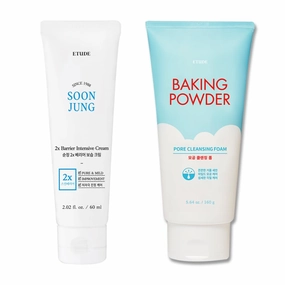 ETUDE SoonJung 2x Barrier Intensive Cream (2.03 Fl Oz)   Baking Powder Pore Cleansing Foam (5.64 Ounce)