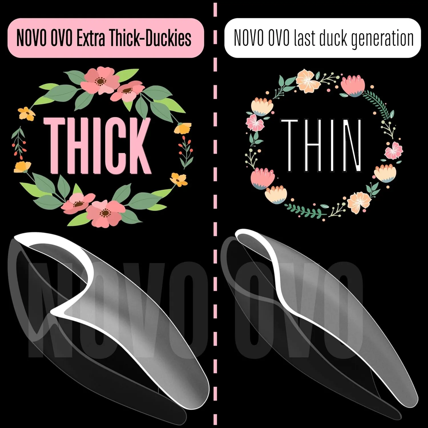 Extra Thick Duck Feet Nail Tips Full Cover with Moon Curve for Press on Acrylic, Medim Long Clear Pre-Etched Matter Flare Wide French Soft Gel Fake False Nail Extension x 15 Sizes 240 pcs