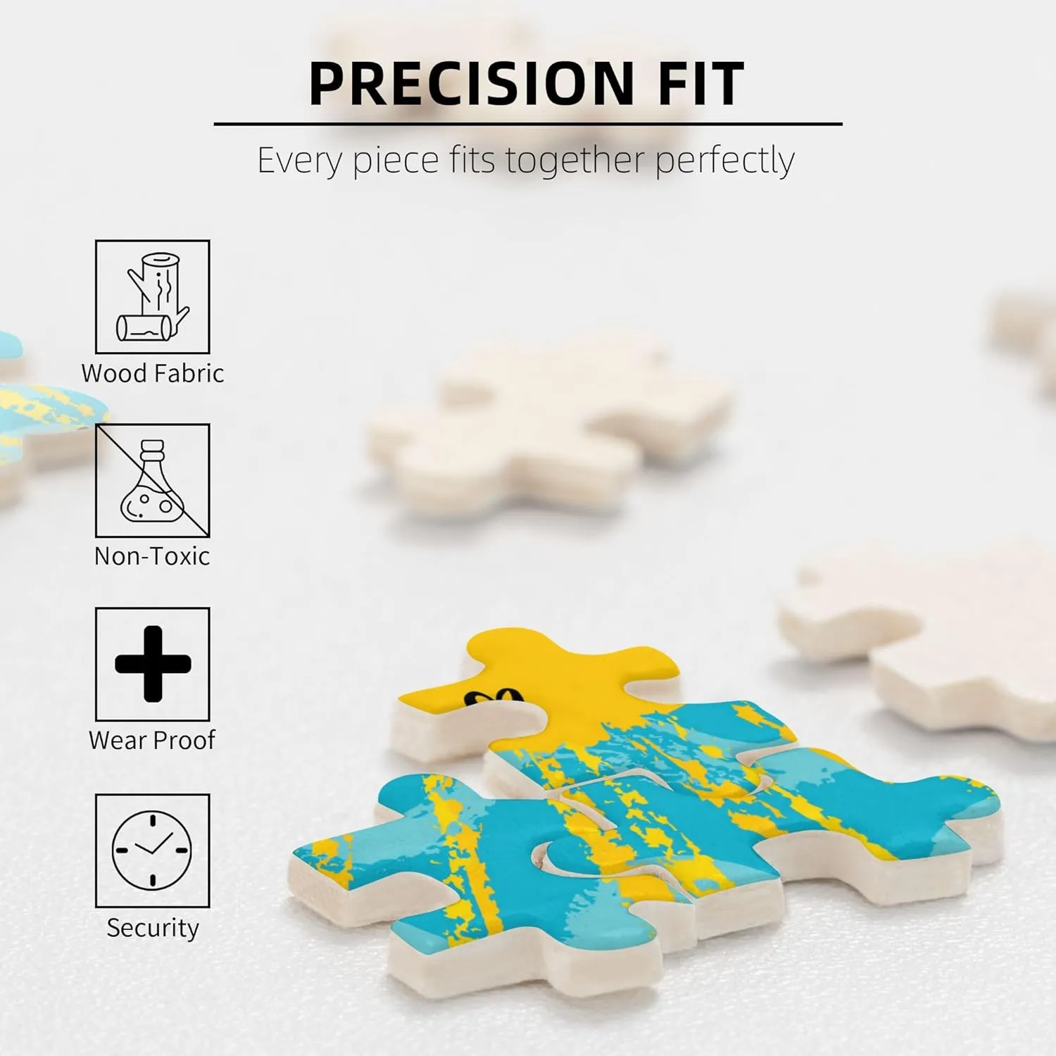 Eye,Wooden Jigsaw Puzzle Featuring a Colorful Illustration,Eye Drawing with Doodle Makeup,Thick Sturdy Pieces,Great Gift Idea,Multicolor Plastic Box Storage 500PCS