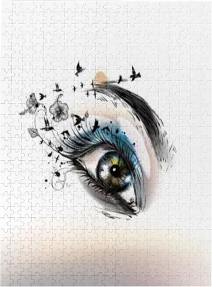 Eye,Wooden Jigsaw Puzzle Featuring a Colorful Illustration,Eye Drawing with Doodle Makeup,Thick Sturdy Pieces,Great Gift Idea,Multicolor Plastic Box Storage 500PCS