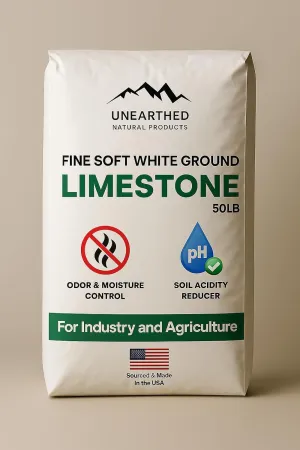 Fine-Soft White Ground Limestone Powder, All Natural Lime for Lawns and Chicken Coop, Calcium Carbonate Rock Dust Fine Powder for Industry and Agriculture - (50 lb)