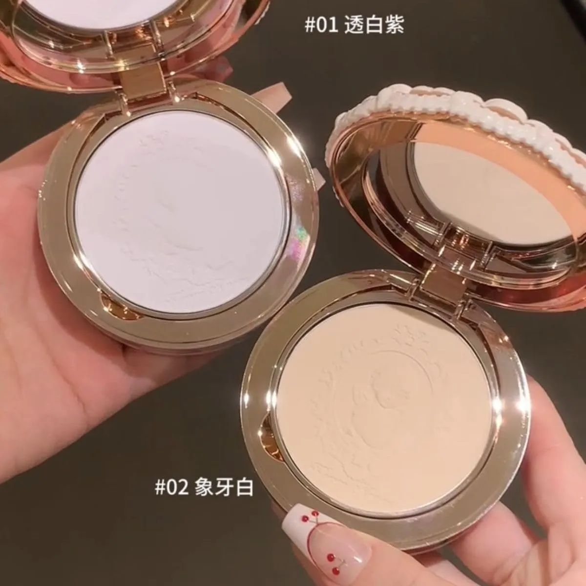 Flower knows Strawberry Cupid series Pressed Powder Matte Soft Focus Oil Control Holding Powder (C02, S)
